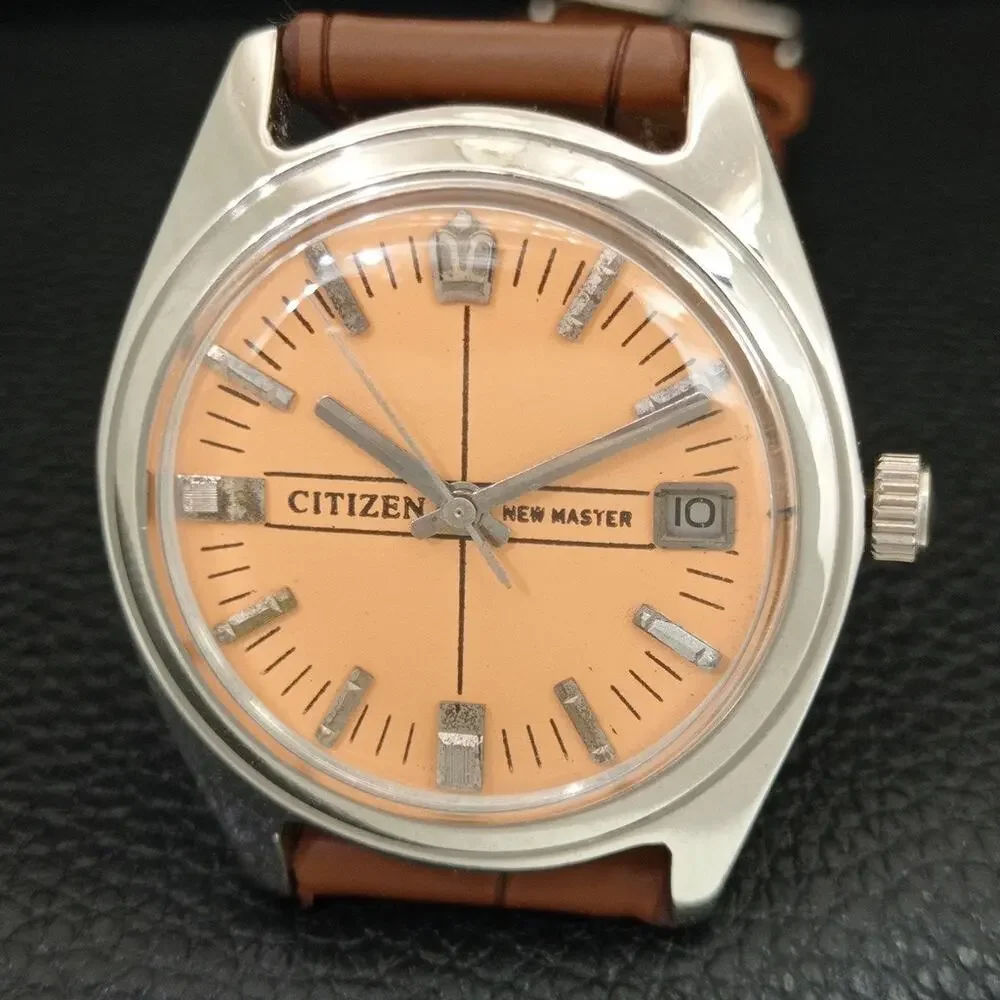 Vintage 1971 Citizen Manual Wound Mens Silver Watch W/Date & Silver accents